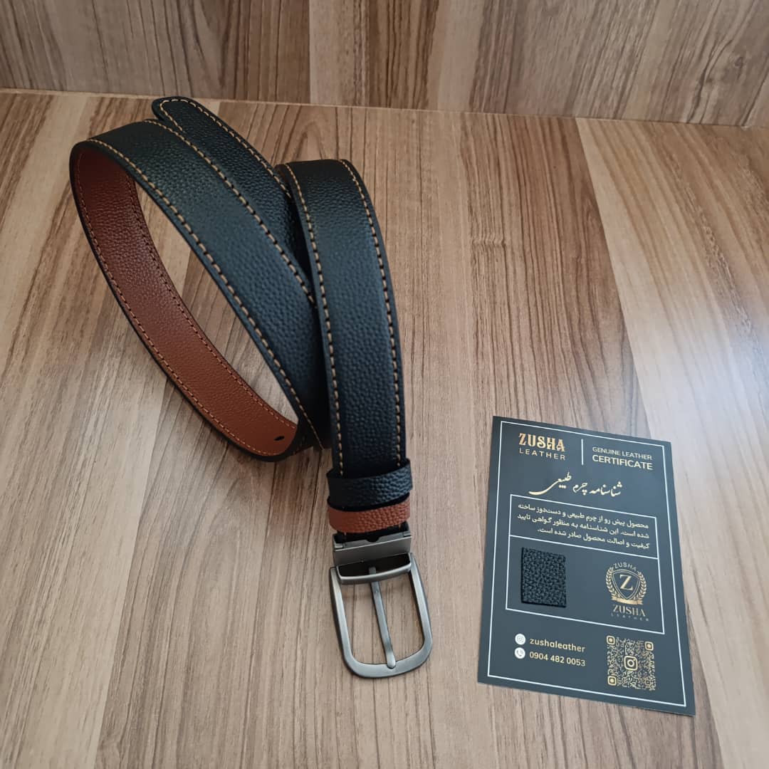 کمربند چرم سگک زبانه دار چرخشی زوشا چرم
